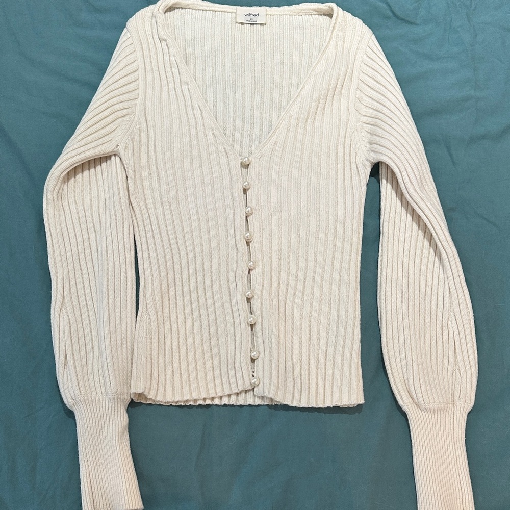 Wilfred white pearl button cardigan